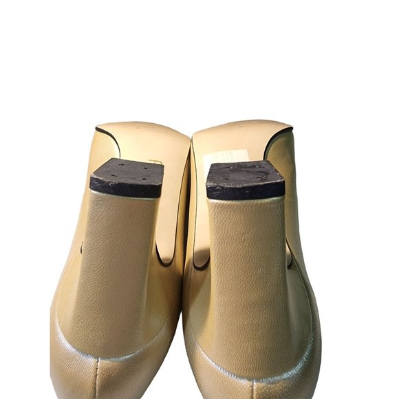 Proxy Shoes Womens Size 8 Platino Leather B Champaign Gold Toned Square Made In - Picture 6 of 10